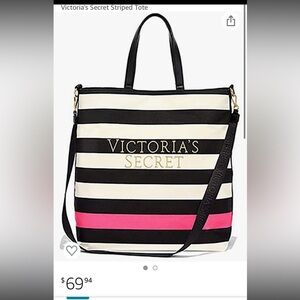 NWT Very RARE $70 Victoria's Secret strip beach / travel tote bag Super Cute!!
